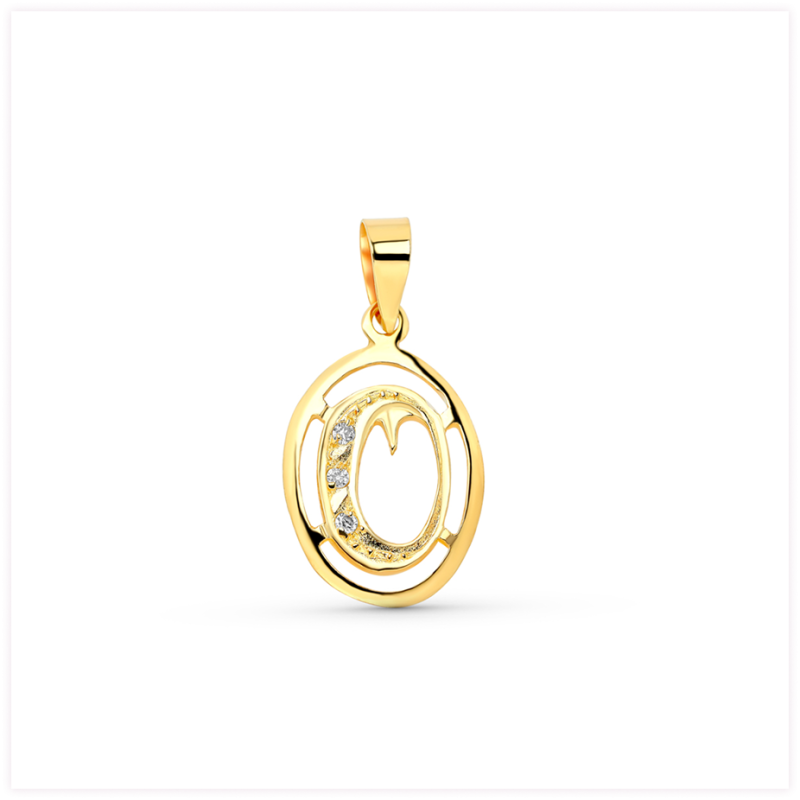 18K COLGANTE ORO AMARILLO LETRA O CON CIRCONITAS