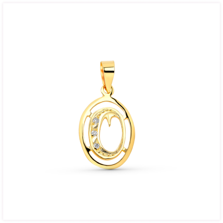 18K COLGANTE ORO AMARILLO LETRA O CON CIRCONITAS