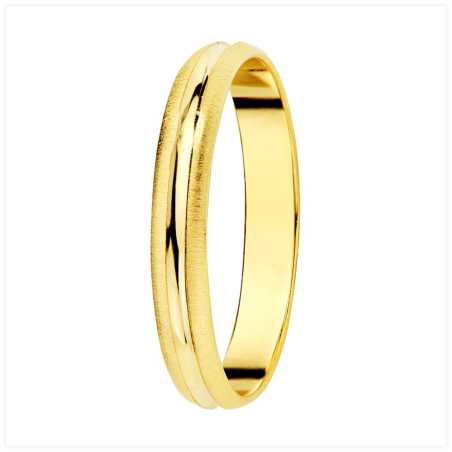 18K ALIANZA ORO AMARILLO MATE Y BRILLO. ANCHO: 3 MM